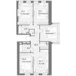 Планировка 4-комнатной квартиры, 106,6 м2