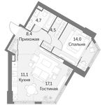 Планировка 2-комнатной квартиры, 59,8 м2