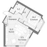 Планировка 2-комнатной квартиры, 60,8 м2