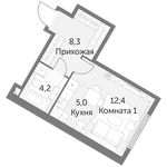 Планировка 1-комнатной квартиры, 29,9 м2