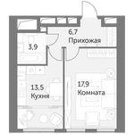 Планировка 1-комнатной квартиры, 42 м2