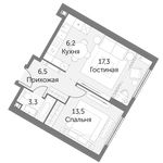 Планировка 2-комнатной квартиры, 46,8 м2