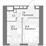 Планировка 1-комнатной квартиры, 40 м2