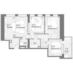 Планировка 4-комнатной квартиры, 87,9 м2