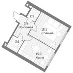 Планировка 1-комнатной квартиры, 45,7 м2