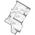Планировка 2-комнатной квартиры, 73,2 м2