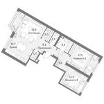 Планировка 3-комнатной квартиры, 88,4 м2