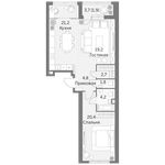 Планировка 2-комнатной квартиры, 76,2 м2