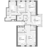Планировка 5-комнатной квартиры, 128 м2