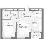 Планировка 2-комнатной квартиры, 60,1 м2