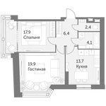 Планировка 2-комнатной квартиры, 64,4 м2