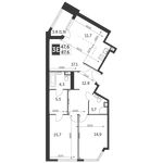 Планировка 3-комнатной квартиры, 87,6 м2
