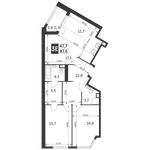 Планировка 3-комнатной квартиры, 87,6 м2