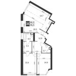 Планировка 3-комнатной квартиры, 91,3 м2