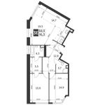 Планировка 3-комнатной квартиры, 91,3 м2