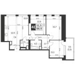 Планировка 4-комнатной квартиры, 88,9 м2