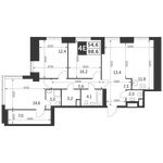 Планировка 4-комнатной квартиры, 98,6 м2