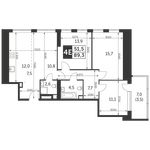 Планировка 4-комнатной квартиры, 89,3 м2