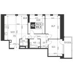 Планировка 4-комнатной квартиры, 89,3 м2