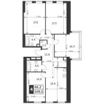 Планировка 4-комнатной квартиры, 109,1 м2
