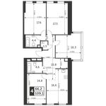 Планировка 4-комнатной квартиры, 109,1 м2