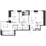 Планировка 4-комнатной квартиры, 98,9 м2