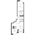 Планировка 2-комнатной квартиры, 61,2 м2