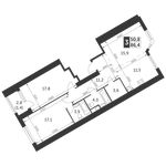 Планировка 3-комнатной квартиры, 86,4 м2