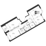 Планировка 3-комнатной квартиры, 87,7 м2