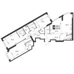 Планировка 4-комнатной квартиры, 125,8 м2