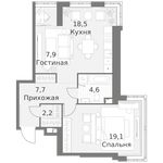 Планировка 1-комнатной квартиры, 60 м2
