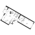 Планировка 2-комнатной квартиры, 71,8 м2