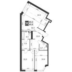 Планировка 3-комнатной квартиры, 89,8 м2