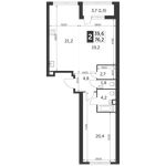 Планировка 2-комнатной квартиры, 76,2 м2