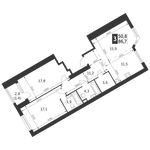 Планировка 3-комнатной квартиры, 86,7 м2