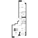 Планировка 2-комнатной квартиры, 61,3 м2