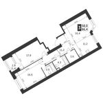 Планировка 3-комнатной квартиры, 86,4 м2