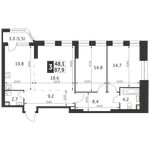 Планировка 3-комнатной квартиры, 87,9 м2