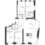 Планировка 5-комнатной квартиры, 154,7 м2