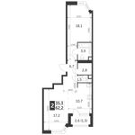 Планировка 2-комнатной квартиры, 62,2 м2