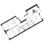 Планировка 3-комнатной квартиры, 92,8 м2