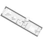 Планировка 1-комнатной квартиры, 55 м2