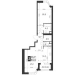 Планировка 2-комнатной квартиры, 63,4 м2