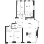 Планировка 5-комнатной квартиры, 154,7 м2