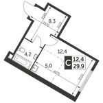 Планировка квартиры студии, 29,9 м2
