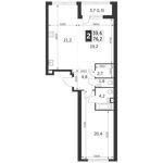Планировка 2-комнатной квартиры, 76,2 м2