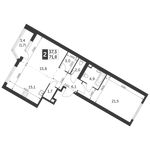 Планировка 2-комнатной квартиры, 71,8 м2