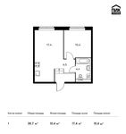 Планировка 1-комнатной квартиры, 38,7 м2