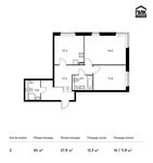 Планировка 2-комнатной квартиры, 65 м2