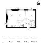 Планировка 2-комнатной квартиры, 60,5 м2